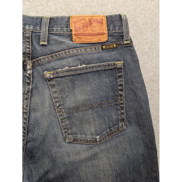 Lucky Brand Dungarees Jeans Mens 32x32 Blue Classic Fit Straight Leg Zip Fly - Picture 10 of 16